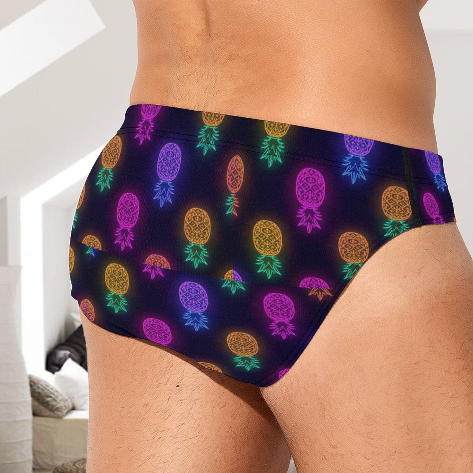 Upside Down Pineapple Neon Silk Men’s Brief Underwear