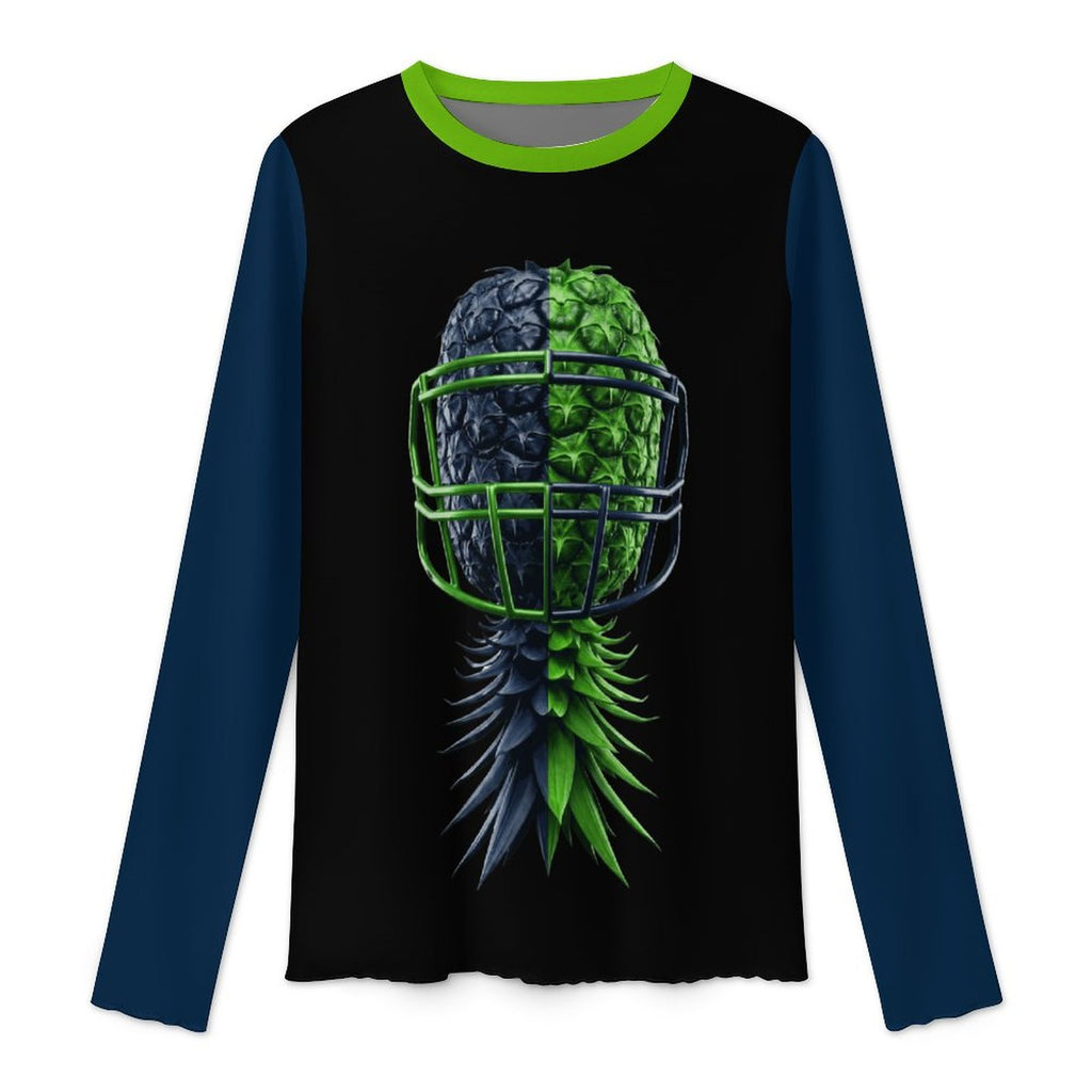 Neon Green & Navy Long Sleeve Mesh T-Shirt