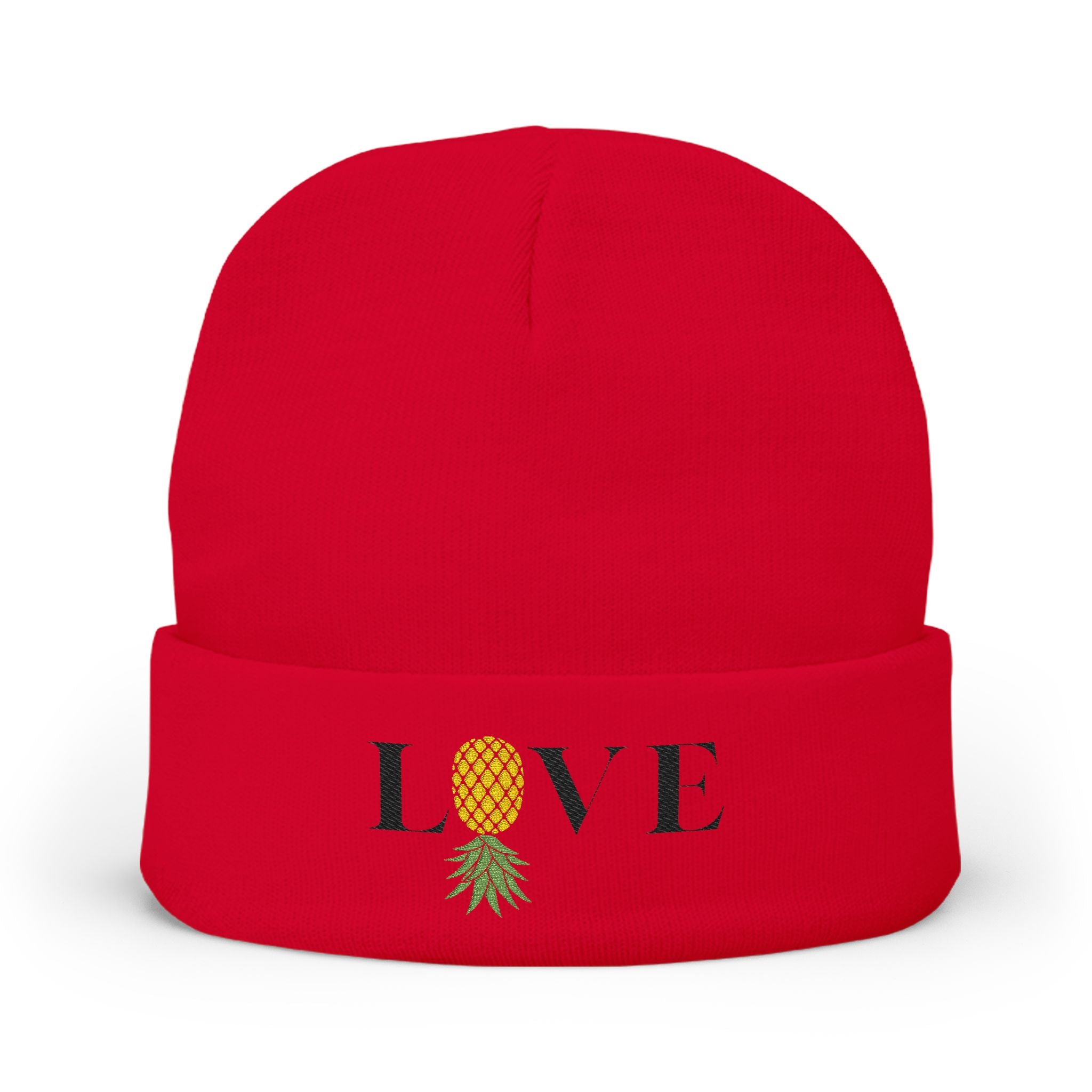 LOVE Pineapple Embroidered Knit Beanie