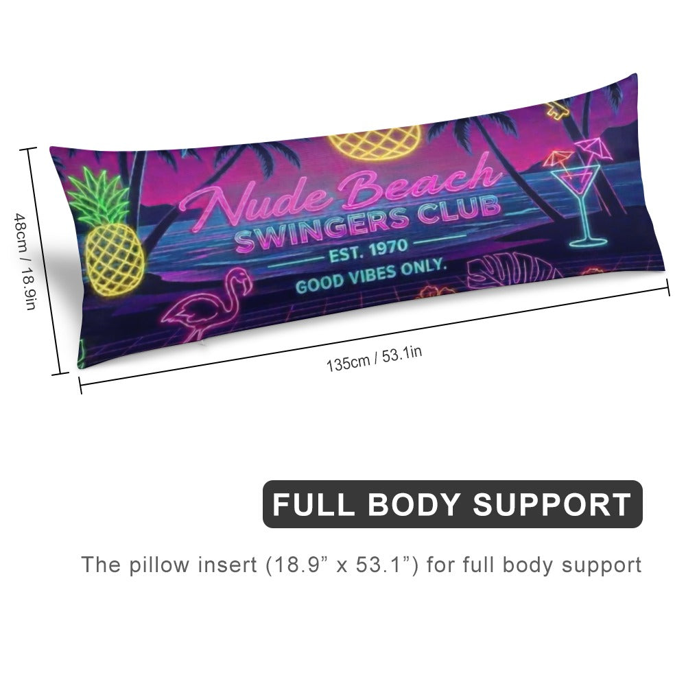 Nude Beach Extra Long Pillowcase – Cool Breathable Polyester Body Pillow Cover with Hidden Zipper