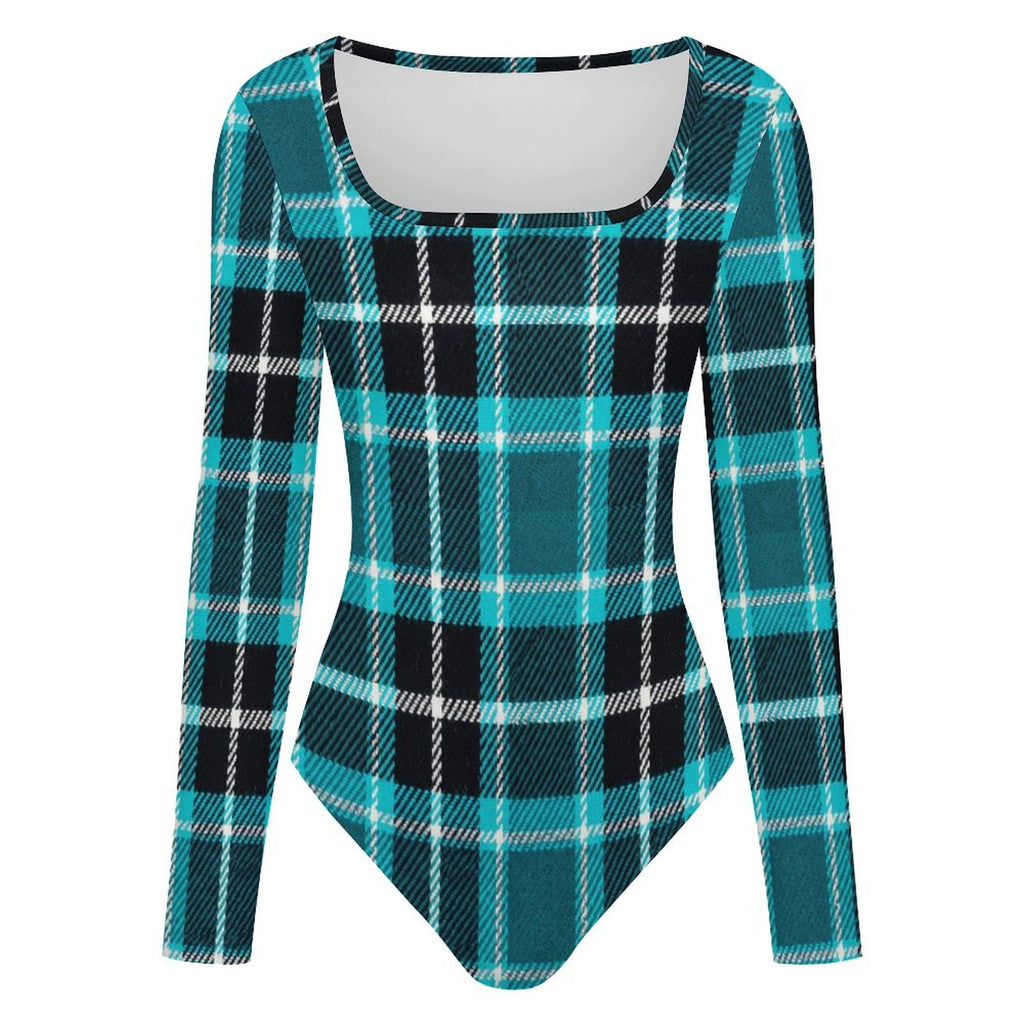 Square Collar Long Sleeved Jumpsuit(All-Over Printing)