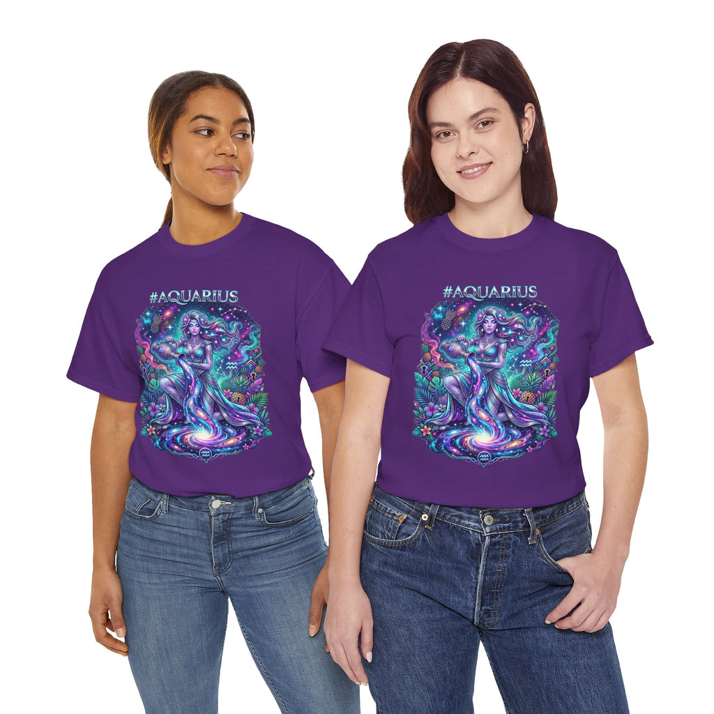 #AQUARIUS Unisex T-Shirt | Soft Lightweight 100% Combed Ring-Spun Cotton Tee with Cosmic Art Print