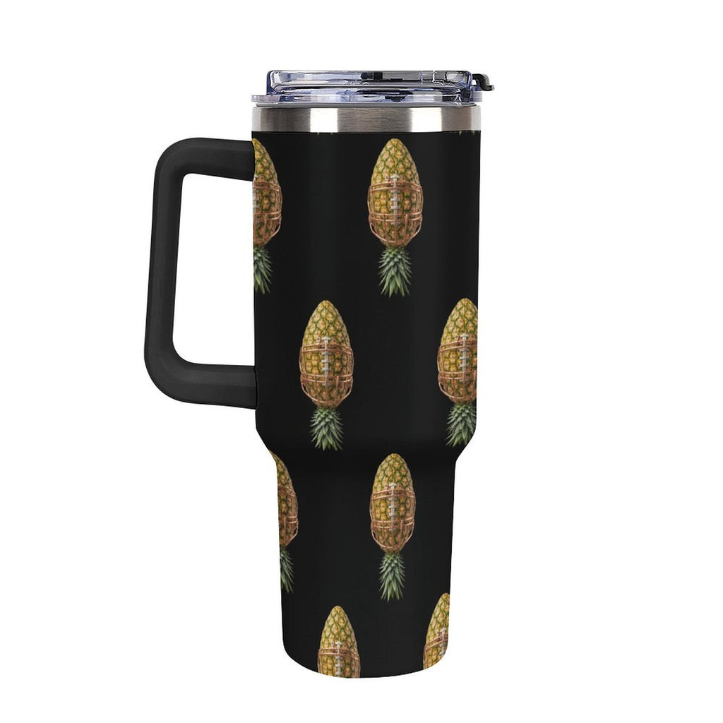 Pineapple Football 40oz Insulated Tumbler with Handle and Straw