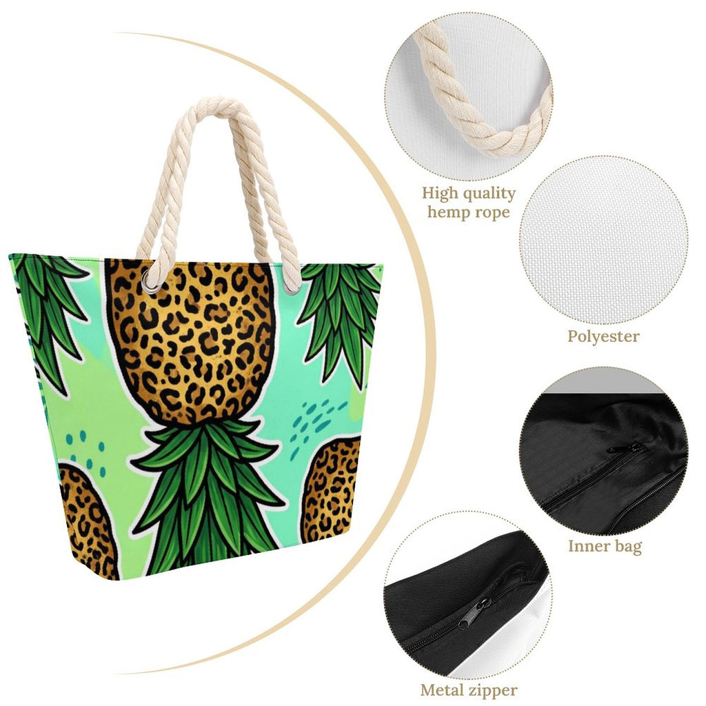 Pineapple Large Jute Tote Bag