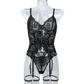 Lace Eyelash Spliced Sequins Style Women's Underwear Slimming Sexy Two-Piece Set