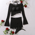 Versatile Set Chain Sexy Perspective Mesh Sexy Underwear Four Piece Set