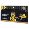 Product packaging with a lion graphic and text about pineapple honey flavor.