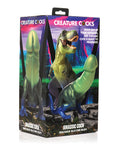 Dinosaur-shaped novelty product in packaging with colorful design