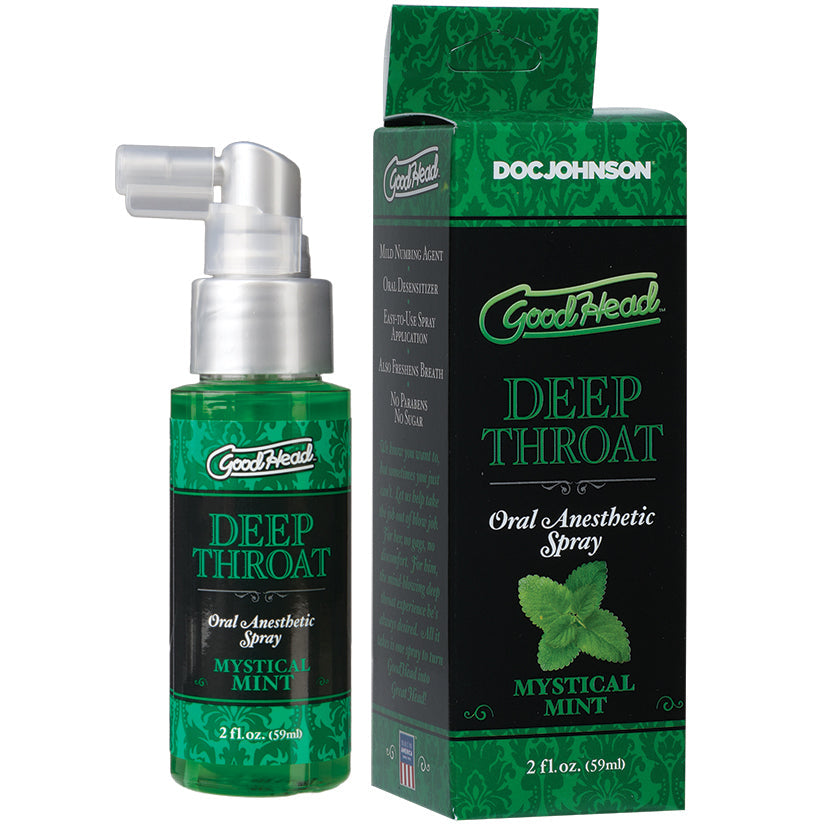 GoodHead Deep Throat Oral Anesthetic Spray and packaging on a white background