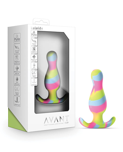 Colorful silicone product with 'Avant' branding next to its packaging on a white background