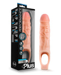 Silicone penile enlargement product with packaging on a white background