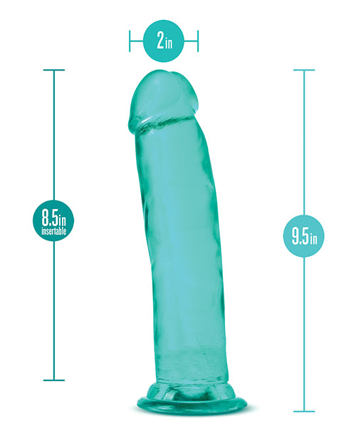 Turquoise silicone sleeve with measurements on a white background