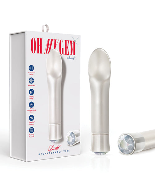 Rechargeable vibe with packaging on a white background