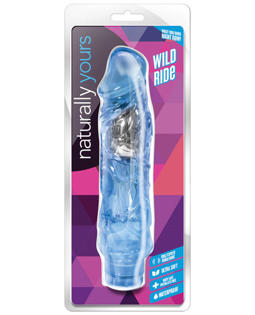 Blue toy in packaging with 'Naturally Yours' branding on a white background