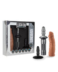 Sexual product set with packaging labeled 'Lock On' on a white background