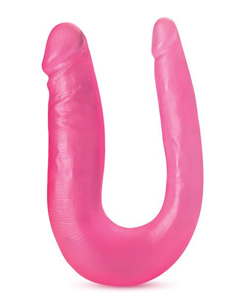 Pink U-shaped object on a white background