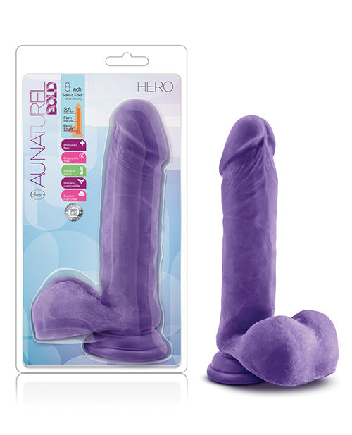 Purple toy with packaging labeled 'Hero' on a white background
