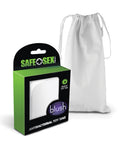 Blush Novelties antibacterial toy bag packaging with a white drawstring bag on a white background