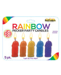 Pack of rainbow-colored candles with a 'Fun Fun Fun' logo on a white background