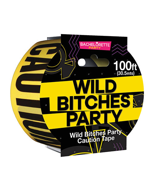 Packaged 'Wild Bitches Party' caution tape with yellow and black design.