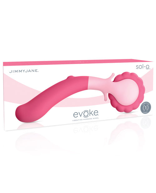 Pink and clear packaging of Jimmyjane Evoke Sol-Q product on a white background