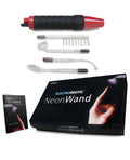 NeonWand electroerotic device with packaging and accessories on a white background
