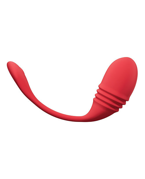Red silicone butt plug on a white background