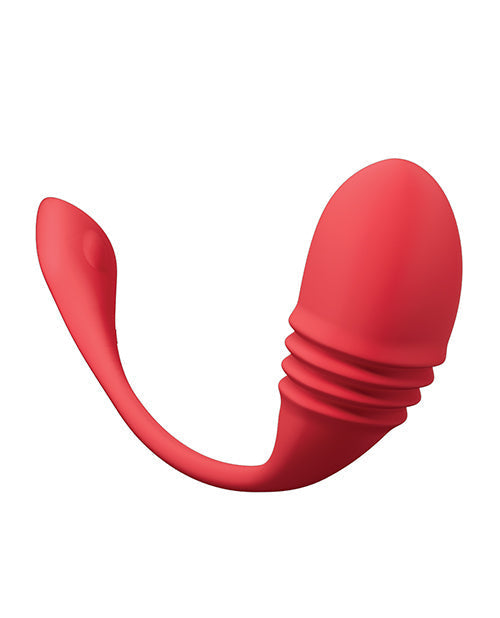 Red silicone butt plug on a white background