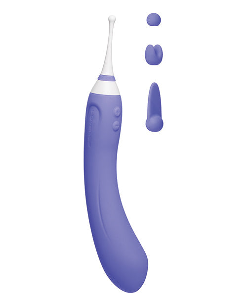Purple and white dental tool on a white background