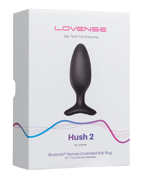 Box of Lovense Hush 2 butt plug with product image on a white background