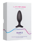 Box of Lovense Hush 2 butt plug with product image on a white background