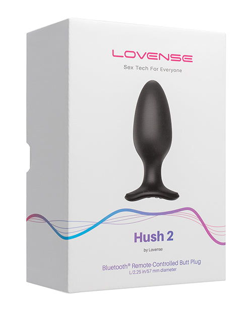 Box of Lovense Hush 2 remote-controlled butt plug on a white background