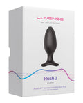 Box of Lovense Hush 2 remote-controlled butt plug on a white background