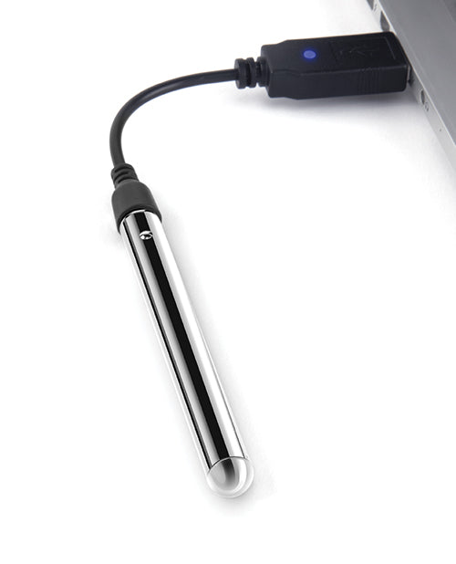 Metallic USB adapter with a cable on a white background