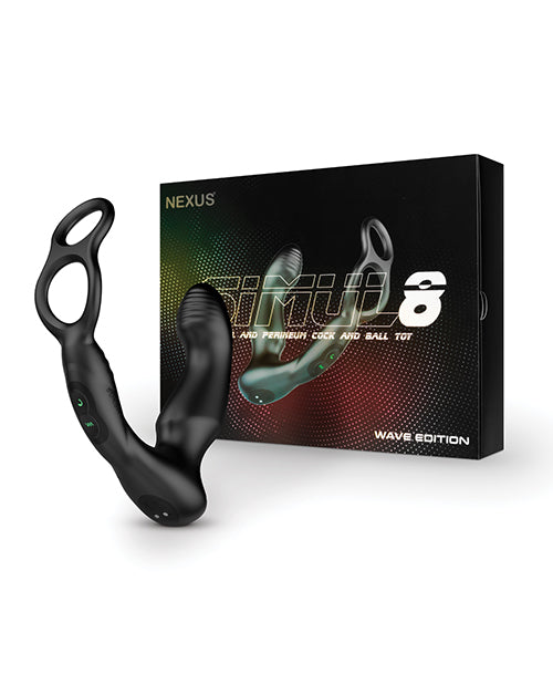 Black Nexus 8 male enhancement device with packaging on a white background