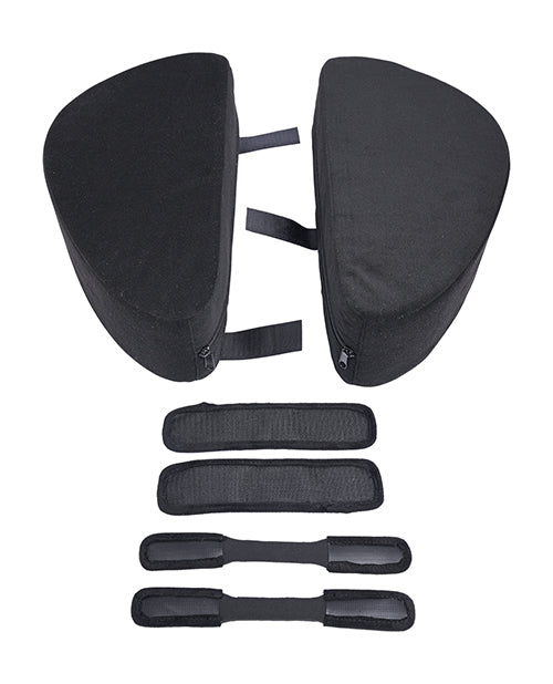 Black ergonomic shoulder and armrest pads on a white background