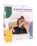 Box of Sportsheets Pivot Inflatable Positioner Plus with a couple using it.