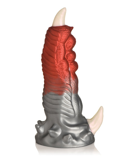 Decorative item resembling a large, textured horn or tail on a white background
