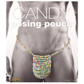 Colorful beaded posing pouch on a gray background with 'CANDY posing pouch' text.