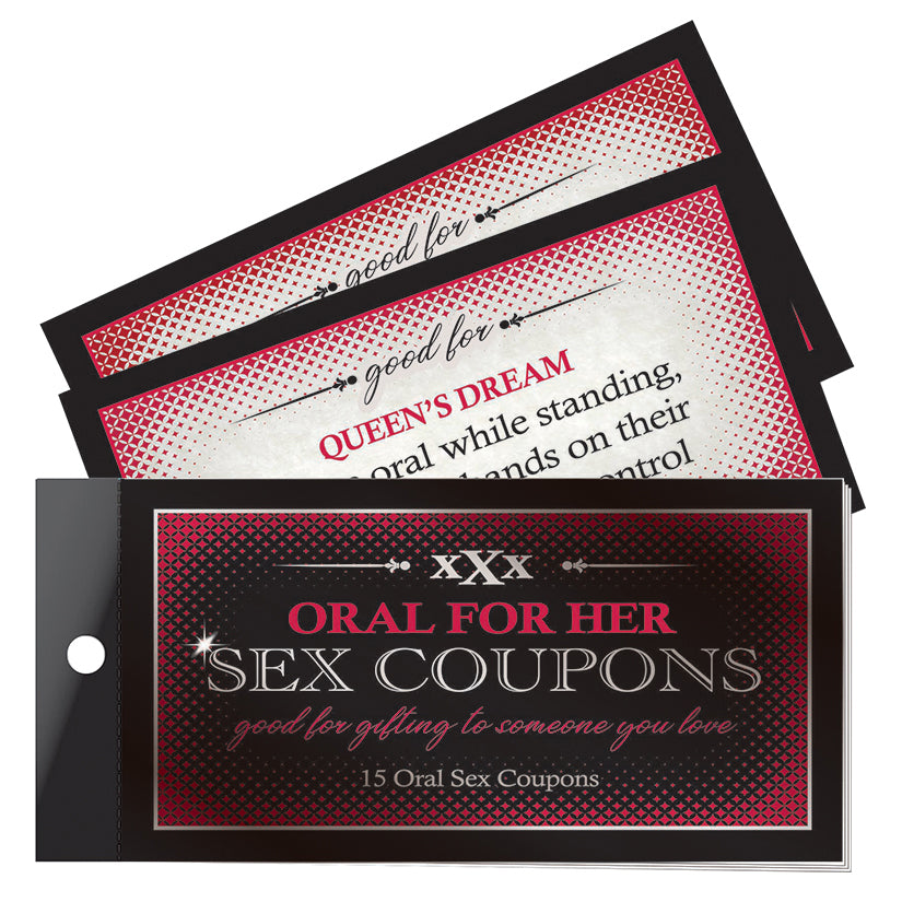 Sex coupons packaging with red and black design on a white background