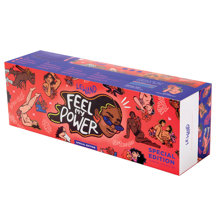 Product packaging with 'Feel My Power' branding on a white background