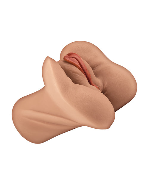Realistic silicone breast form on a white background