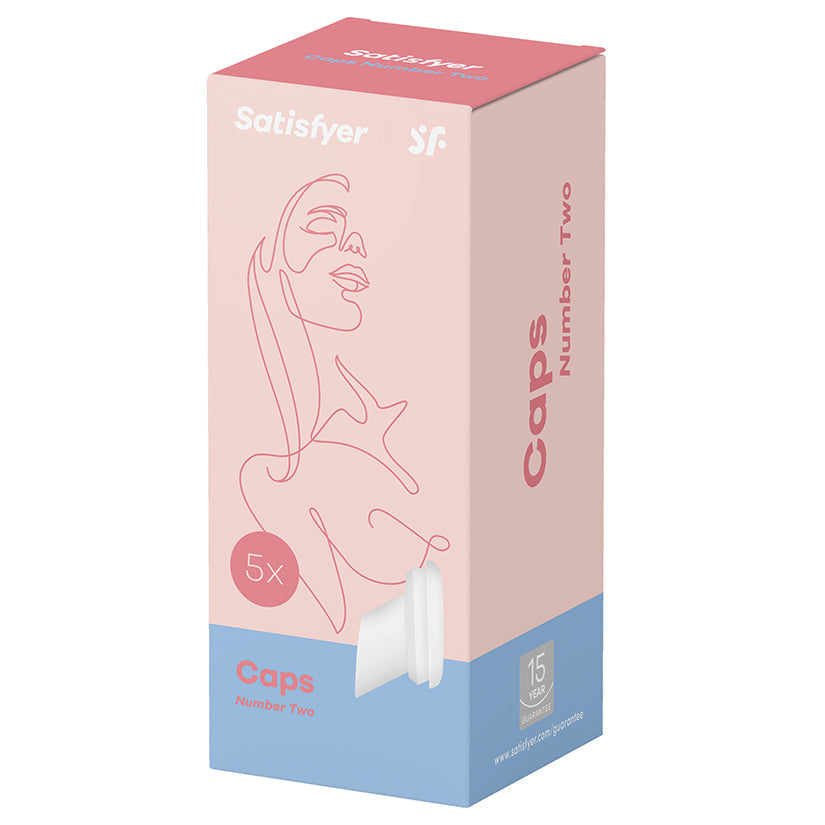 Satisfyer product packaging with a stylized woman's silhouette on a pink and blue background