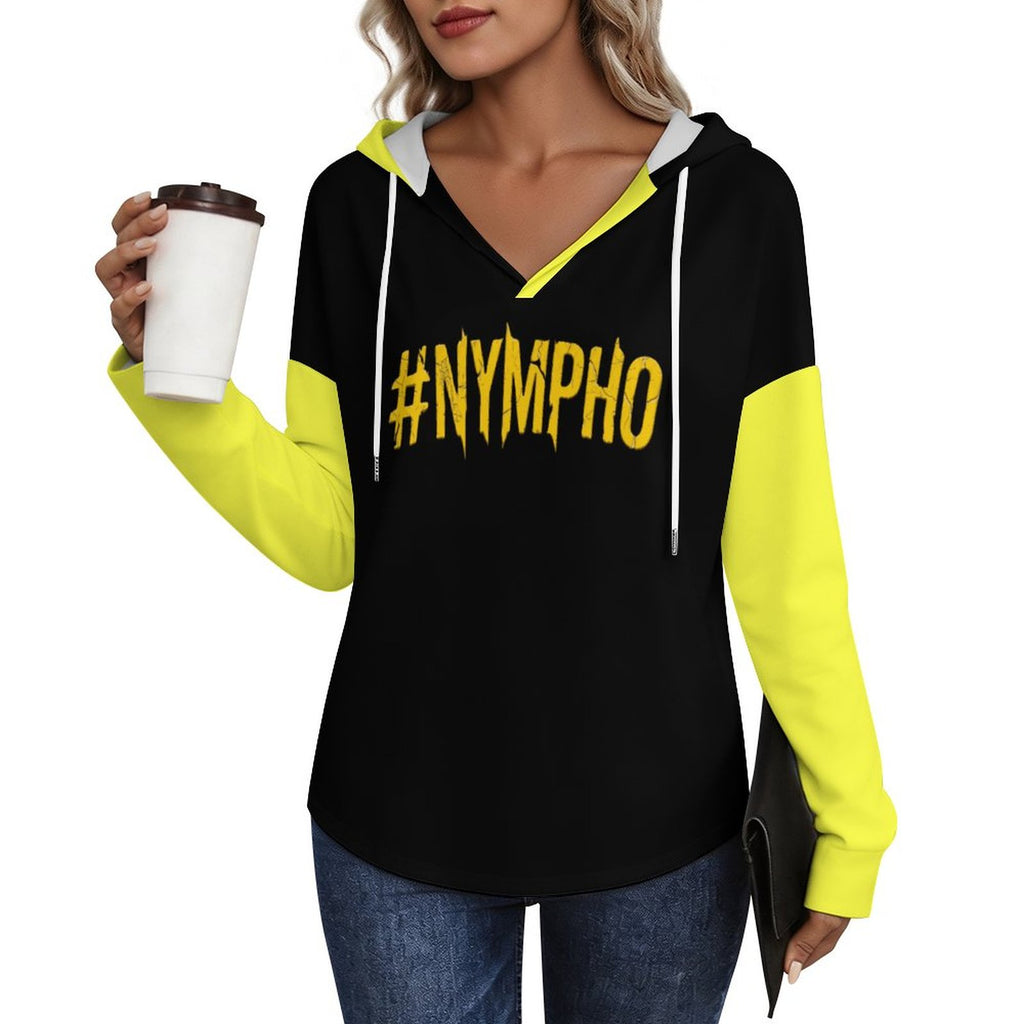 #NYMPHO Women's V Neck Long Sleeve Hoodie