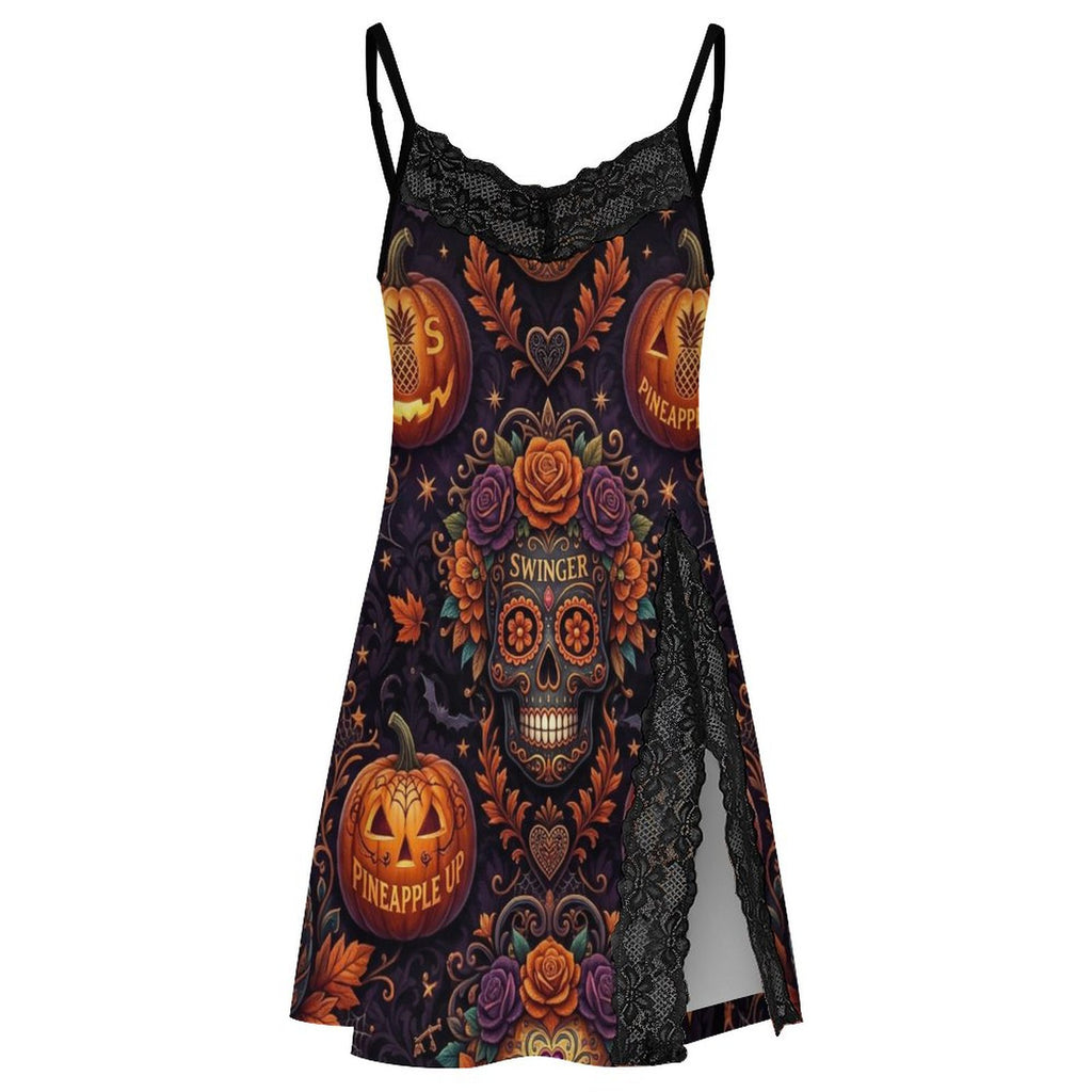Swinger Halloween Lace Camisole Pajama Dress | Sexy V-Neck Nightgown