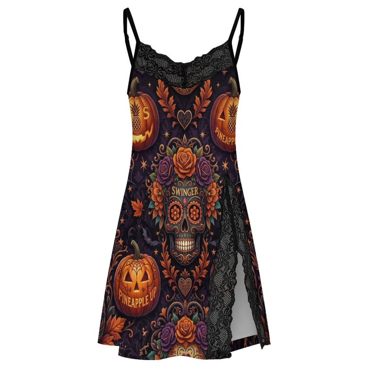 Swinger Halloween Lace Camisole Pajama Dress | Sexy V-Neck Nightgown