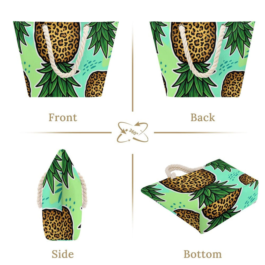 Pineapple Large Jute Tote Bag