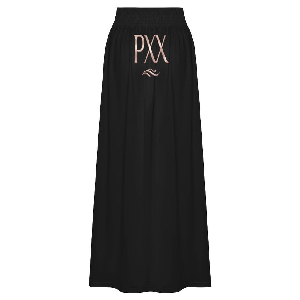 Black skirt with 'PXX' logo on a white background