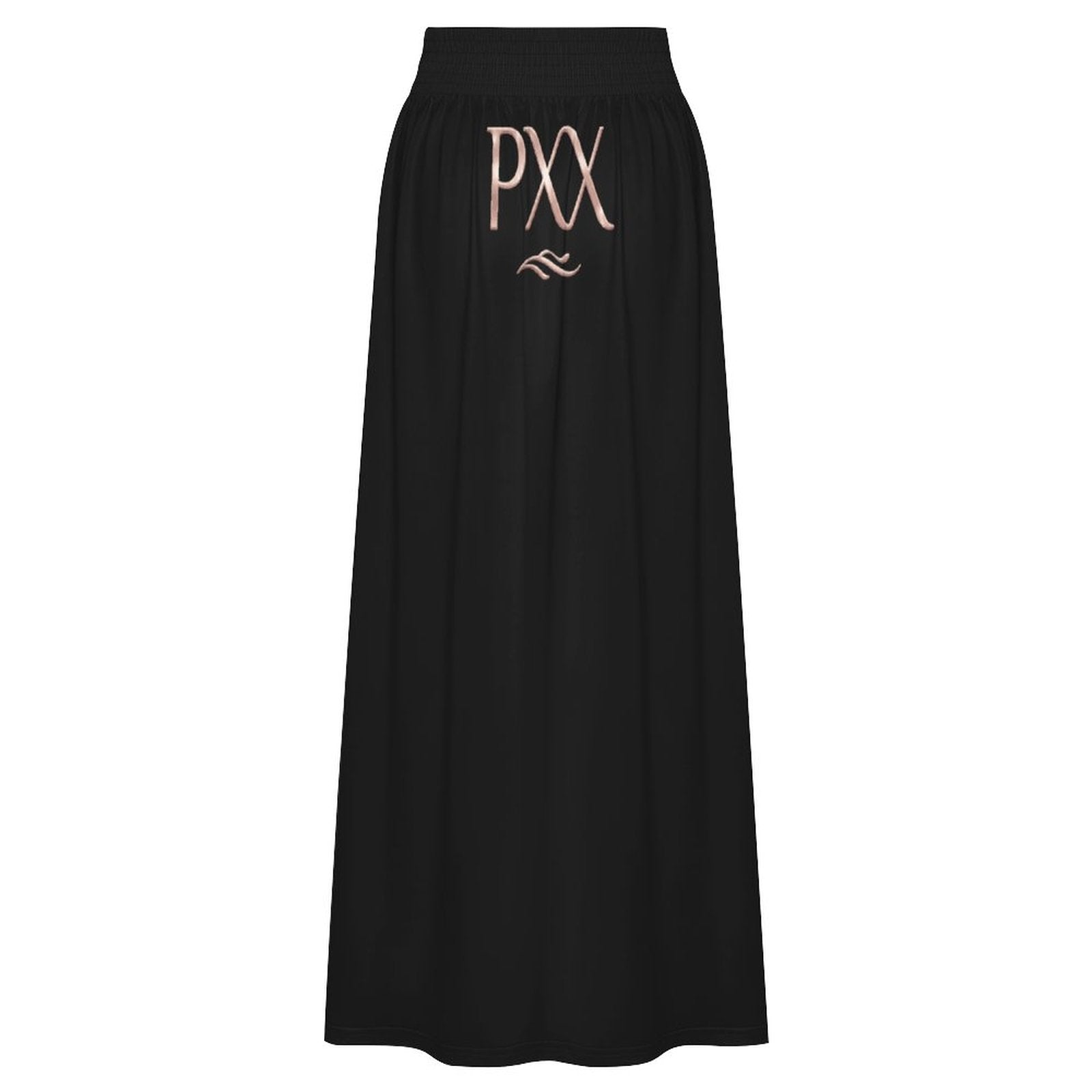 Black skirt with 'PXX' logo on a white background
