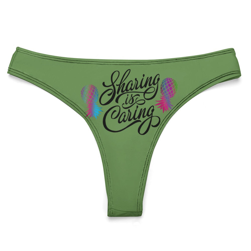 "Sharing is Caring" Women's Sexy Thong | Soft Polyester Spandex Lingerie